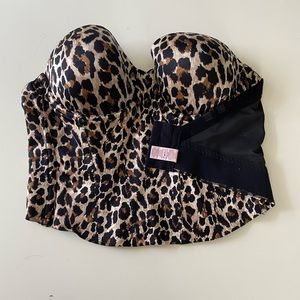 Victoria's Secret leopard print low back back off baby bustier 36D